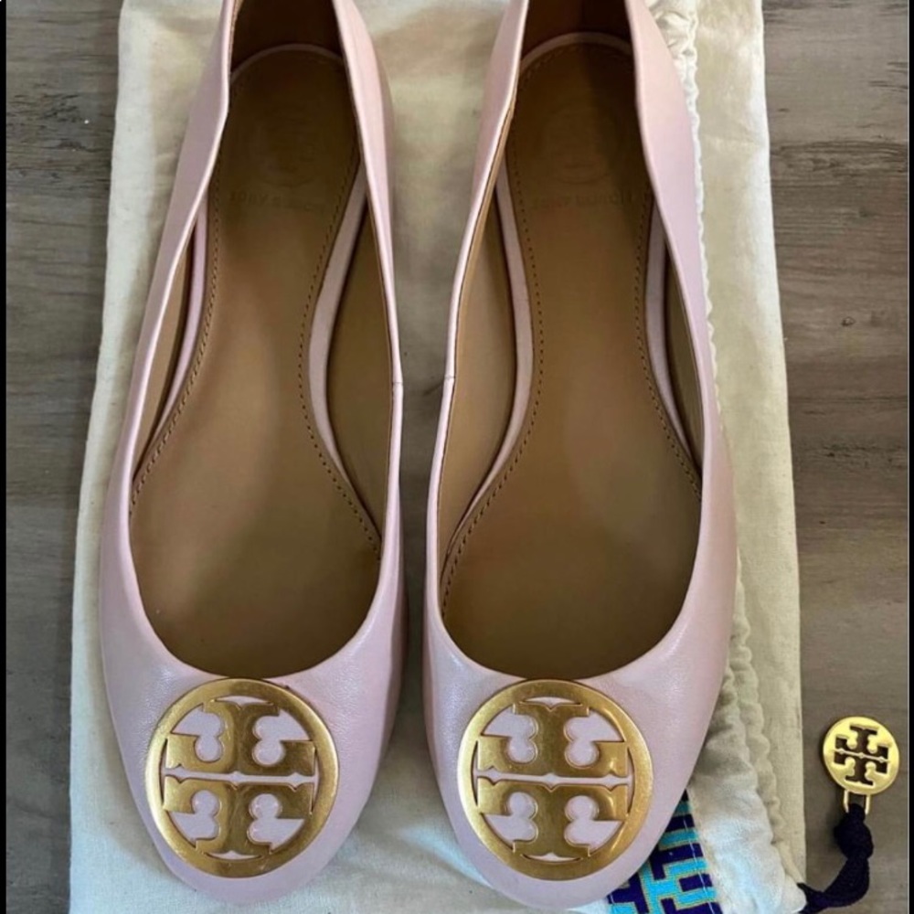 TORY BURCH BENTON SEA PINK LEATHER GOLD LOGO